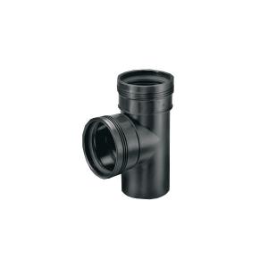 Černý PP T-kus Ø 110 mm 90°, 2x hrdlo